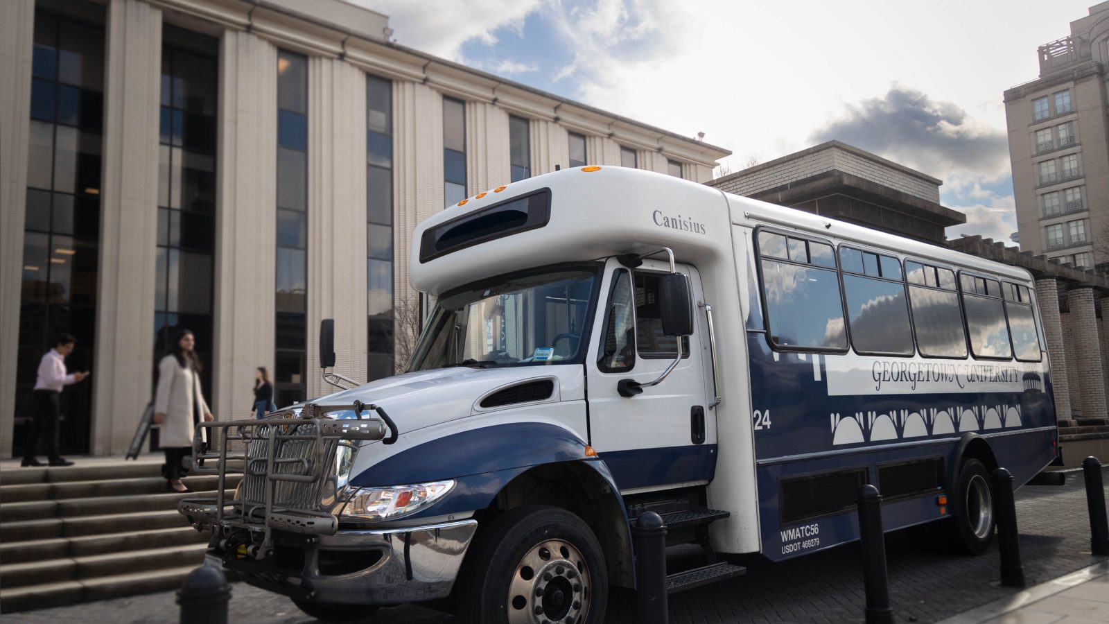 Guts bus stopped at McDonough Hall 2nd street stop